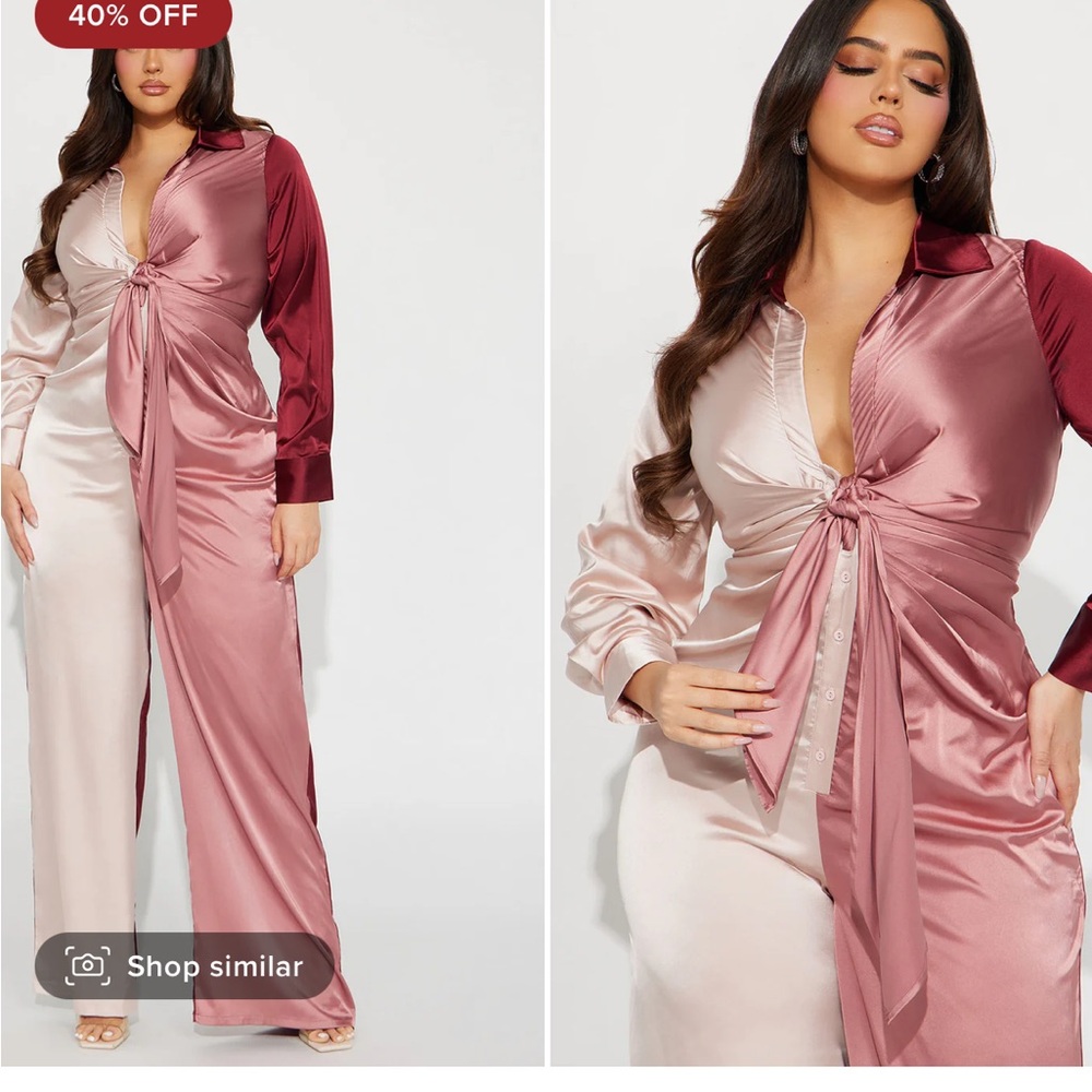 Fashion Nova Beauty In Bottle Burgundy and pink Jumpsuit NEW WITH TAGS